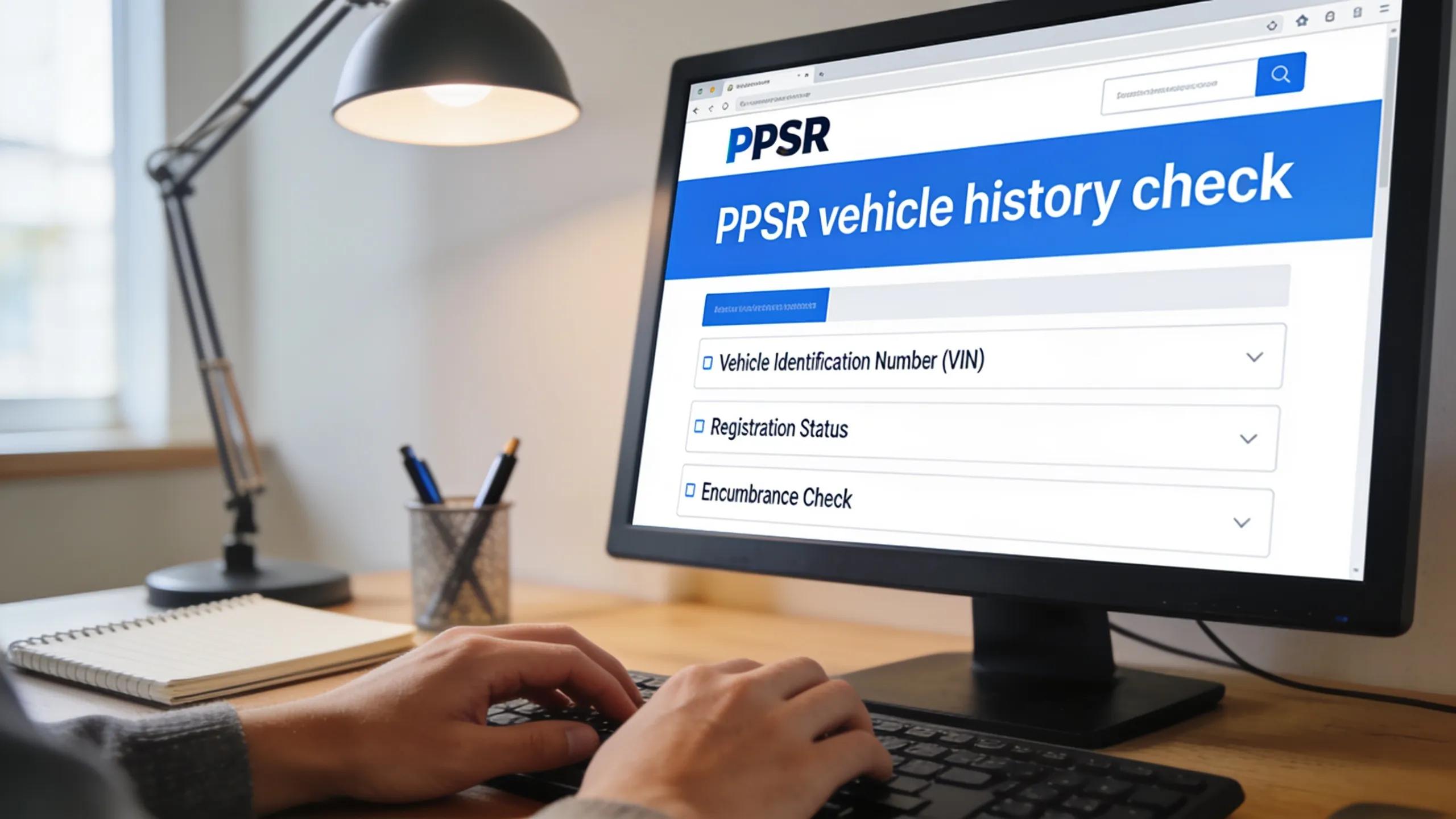 Close-up of a user conducting a PPSR vehicle history check online